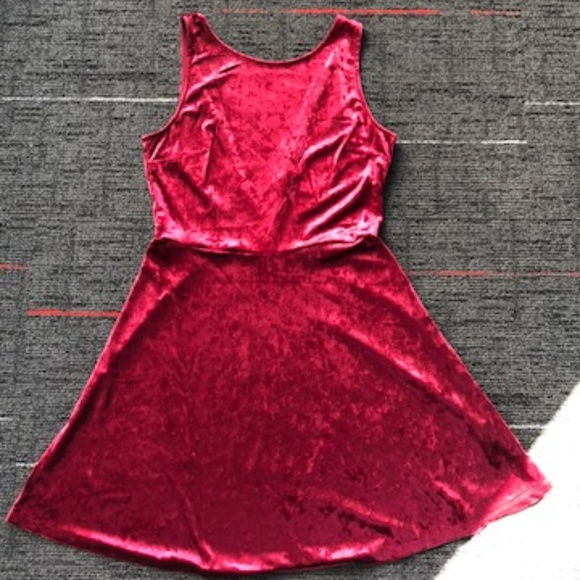 H&M Deep Red Velour Dress. Fits like a six - Picture 1 of 8